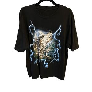 Vintage Thunder Sportswear Wolf and Lightning Tee Size XL